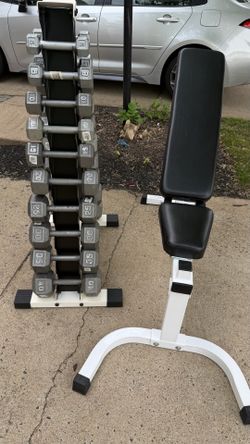 Dumbbells set with rack and bench