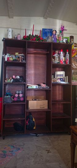 Large Dark Wood Shelving Unit