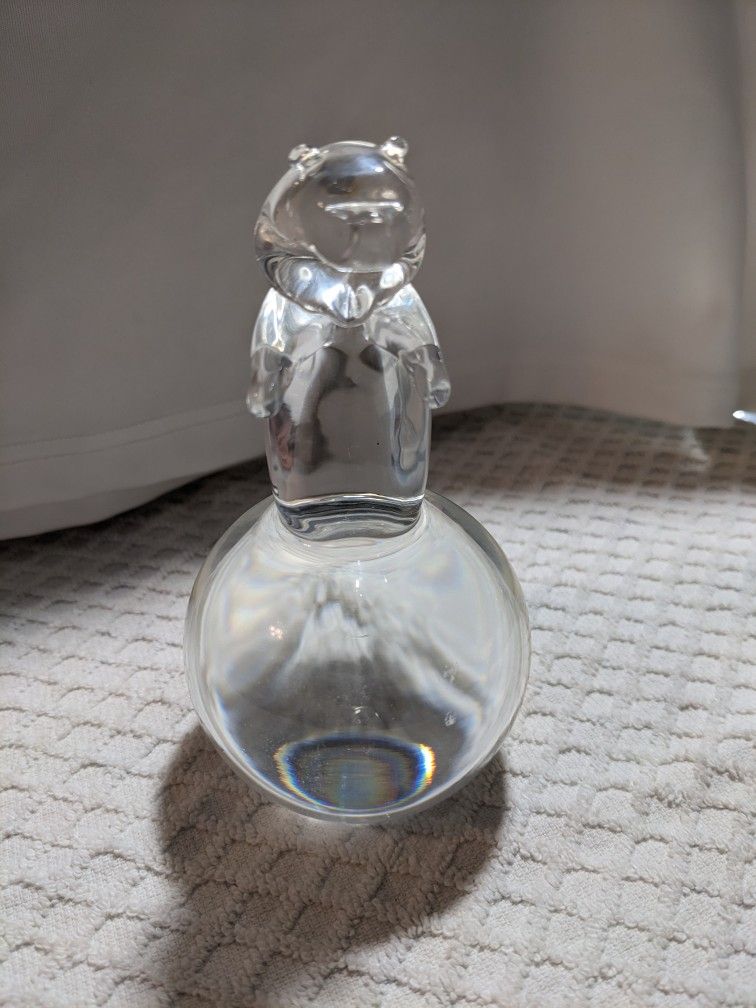 Rare Find , Steuben Bear On Glass Globe, Signed