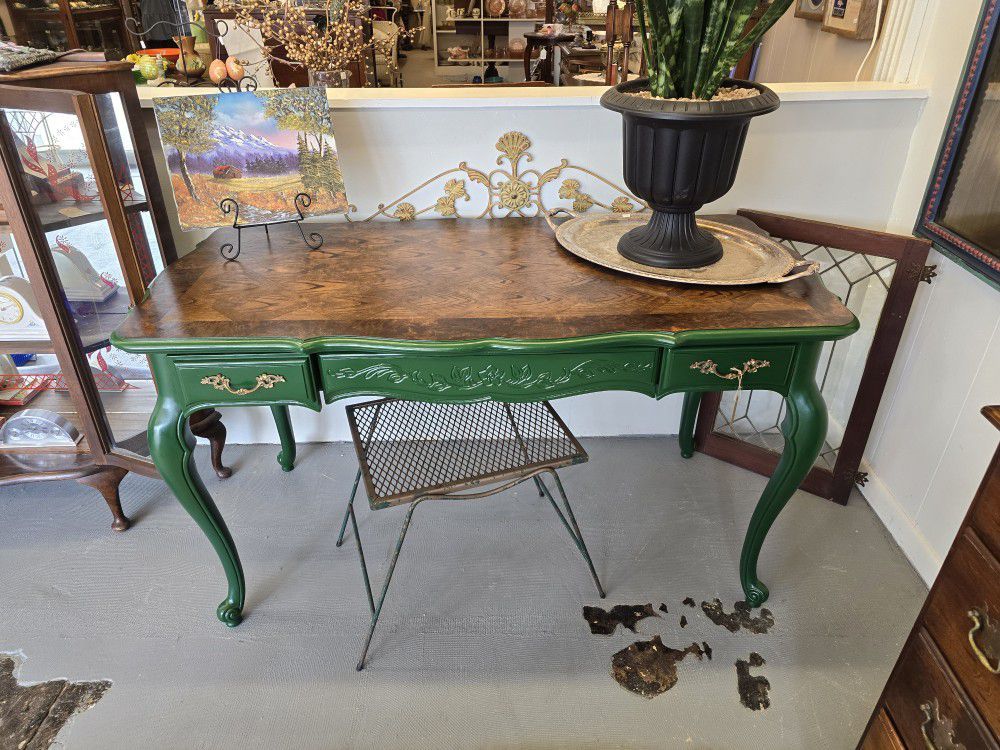 French Louis Style Desk with Inlayed wood top Antique Vintage 