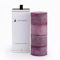 New Haven Lavender Tall Scented Candle 4”Wx9.84”H