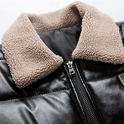 PAODIKUAI Men's Cotton Zip-Up Jacket Quilted Lined Winter Warm Windbreaker with Pockets