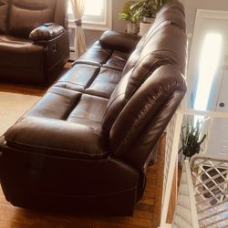 Brown Leather Reclining Couch