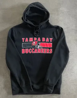 NFL Team Apparel Tampa Bay Buccaneers Black Red Drawstring Hoodie Men's Sz S NWT