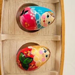 handpainted wooden eggs