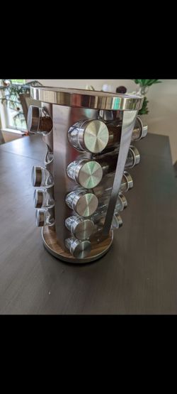Rotating Spice Rack with Glass Jars