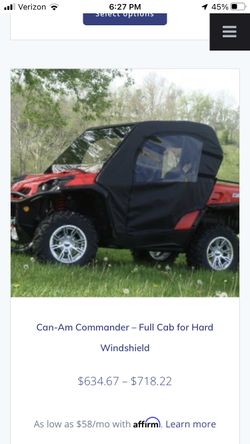 Brand new Can Am Commander full cab enclosure