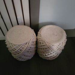Set of 2 Upholstered Pouf