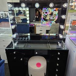 Brand NEW Vanity Black Acrylic W/ Large Mirror $649