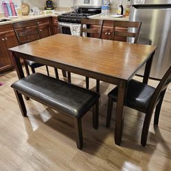 Brand New Brown Dining Set Table 4 Chairs & Bench $449