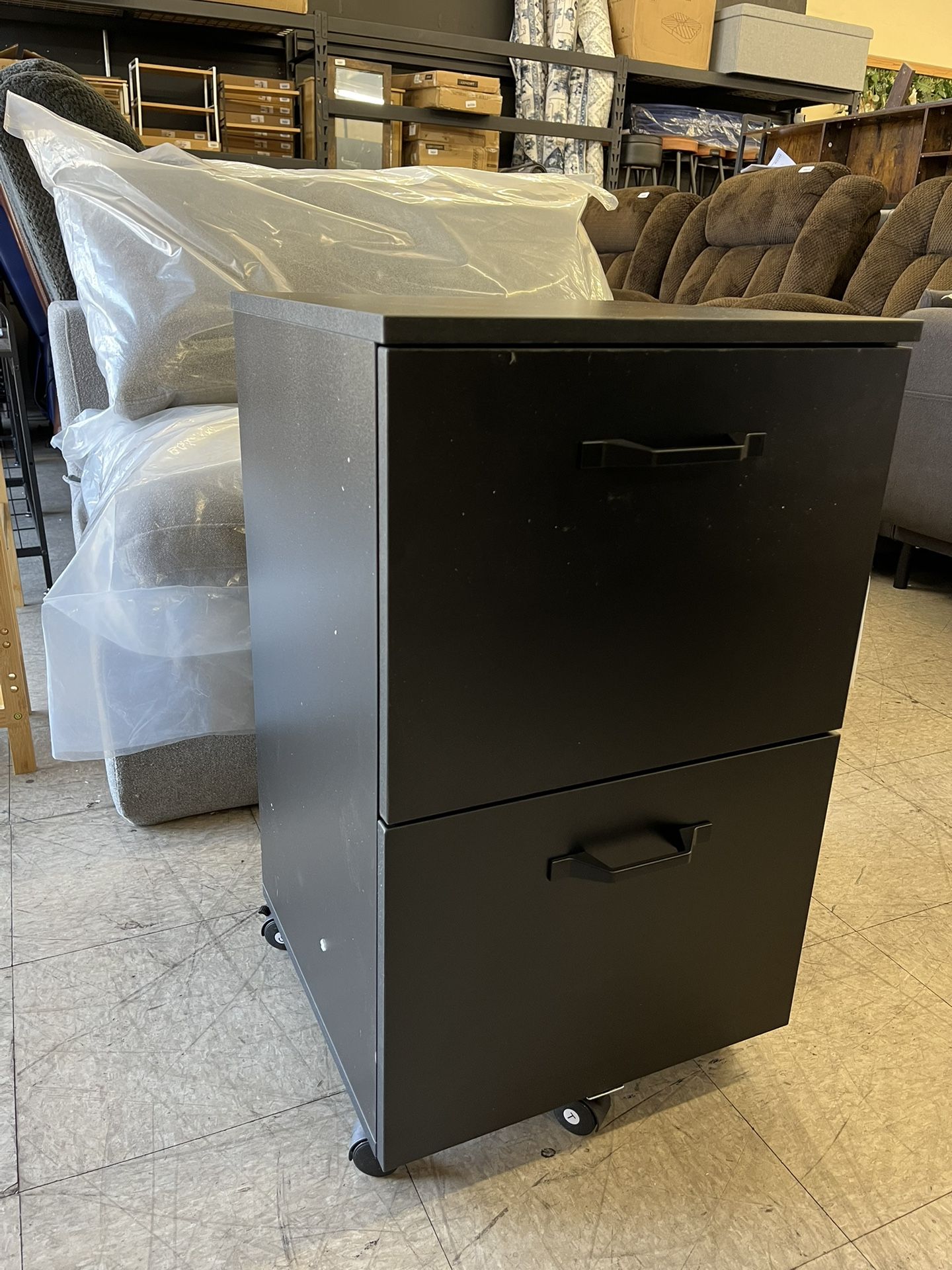 VASAGLE 2 Drawer File Cabinet with Wheels - Black