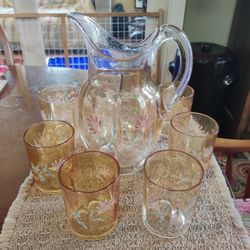 VICTORIAN PITCHER & TUMBLERS SET