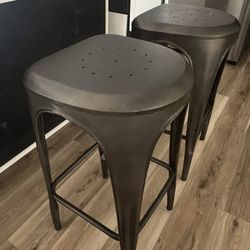 Restoration Hardware Vintage Steel Bar Stools – Set of 2