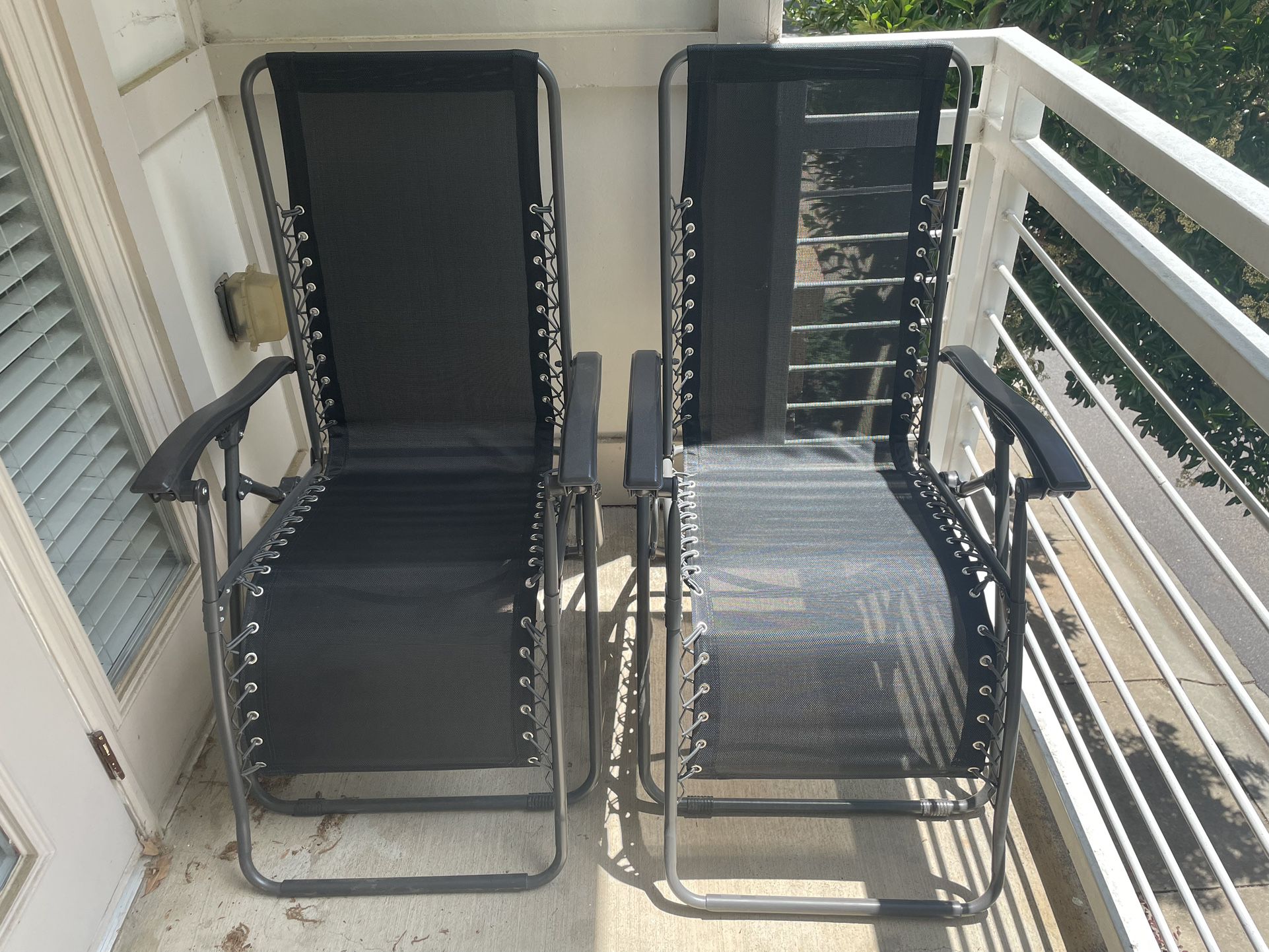 Set Of Two Reclining Deck Chairs