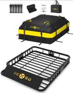 Brand new DEXSO rooftop cargo carrier set, still sealed in the original box. Never opened, assembled, or installed.