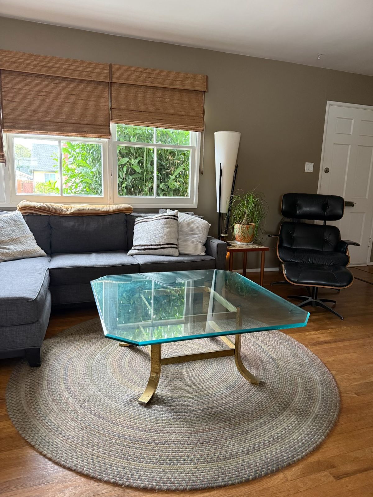 Glass Coffee Table with Brass Legs