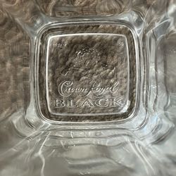 2 Square Black Crown Royal Whiskey Glasses 