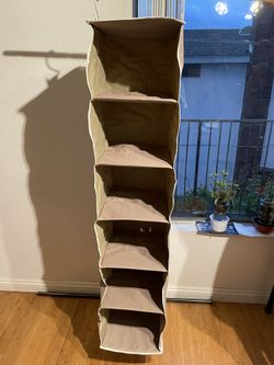 Hanging and folding closet organizer with 6 tiers Tan Color Michael Graves Design