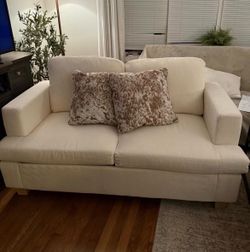 63" Loveseat Sofa Couch, Cloud Couch Lounge Sofa with 2 Cushion for Bedroom, Corduroy Lounge Sofa for Living Room Aparment