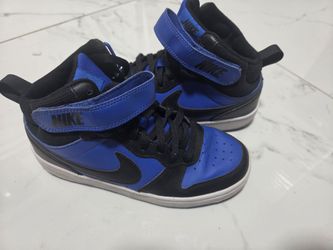 black and blue Nike Court Borough Mid 2 kids' sneakers