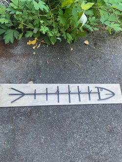 Rustic Metal Fish Wall Art on Reclaimed Wood - Coastal Nautical Decor - 41"
