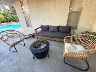 Article Patio Sofa Set + Tiki Fire Pit