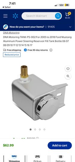 DNA Motoring TANK-PS-002 For 2005 to 2018 Ford Mustang Aluminum Power Steering Reservoir Fill Tank Bottle 06 07 08 09 10 11 12 13 14 15 16 17
