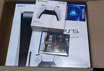 Sony PlayStation 5 (PS5) Disc Console Bundle + Spider-Man + Controller + PS Now!