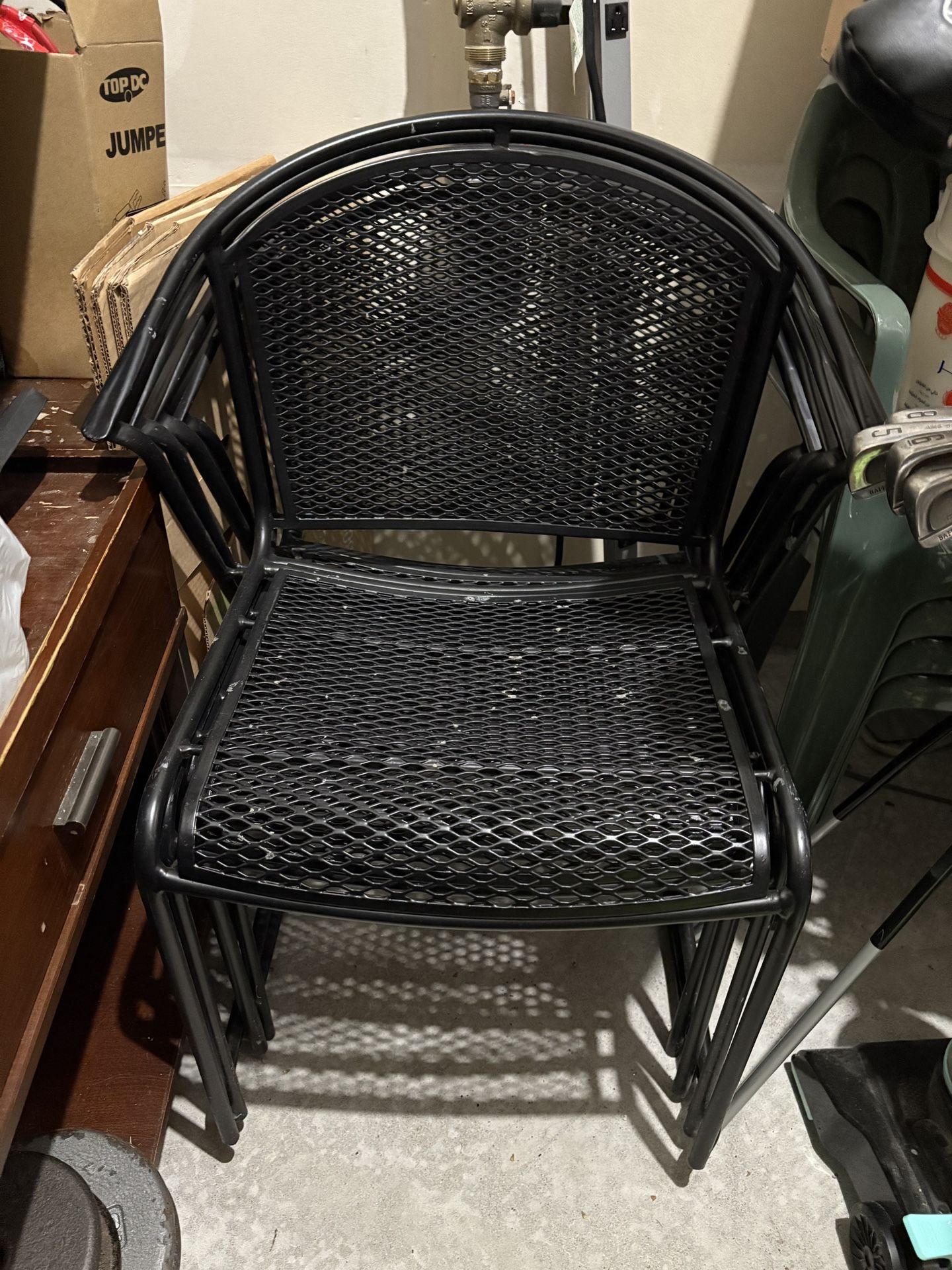 Four Set Of Metal Mesh Chairs For Sale