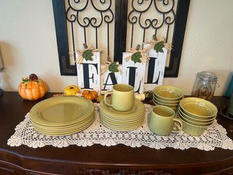 Crate & Barrel Harris Dinnerware Set — Olive Green