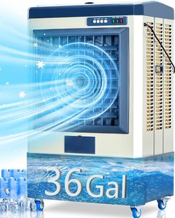 New 58 Inch Evaporative Air Cooler, 8979 CFM Swamp Cooler with 110° Oscillation, 36 Gallon Water Tank, Portable Air Conditioner with 3 Speeds, Air Coo