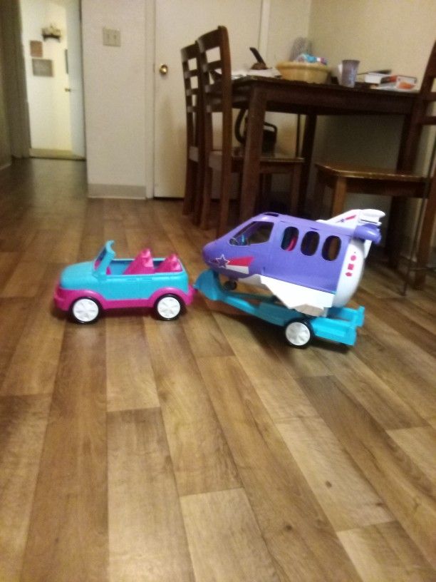 Barbie Car With Barbie Airplane