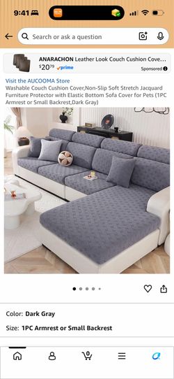 New  AUCOOMA  Washable Couch Cushion Cover,Non-Slip Soft Stretch Jacquarc Furniture Protector with Elastic Bottom Sofa Cover for Pets (1