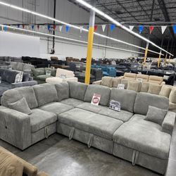 BRAND NEW CORDUROY SECTIONAL SLEEPER SOFA COUCH 