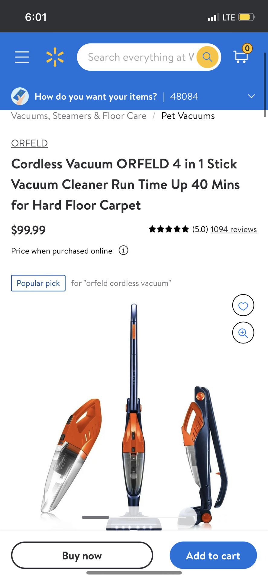 Cordless Orfeld Vacuum
