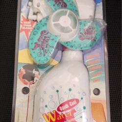 VINTAGE WATER BOTTLE FAN Foam Blades Retro Colors Portable Hand Fan Quick Cool