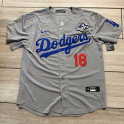 Yamamoto Gray Dodgers jersey With 2025 World Series Patch
