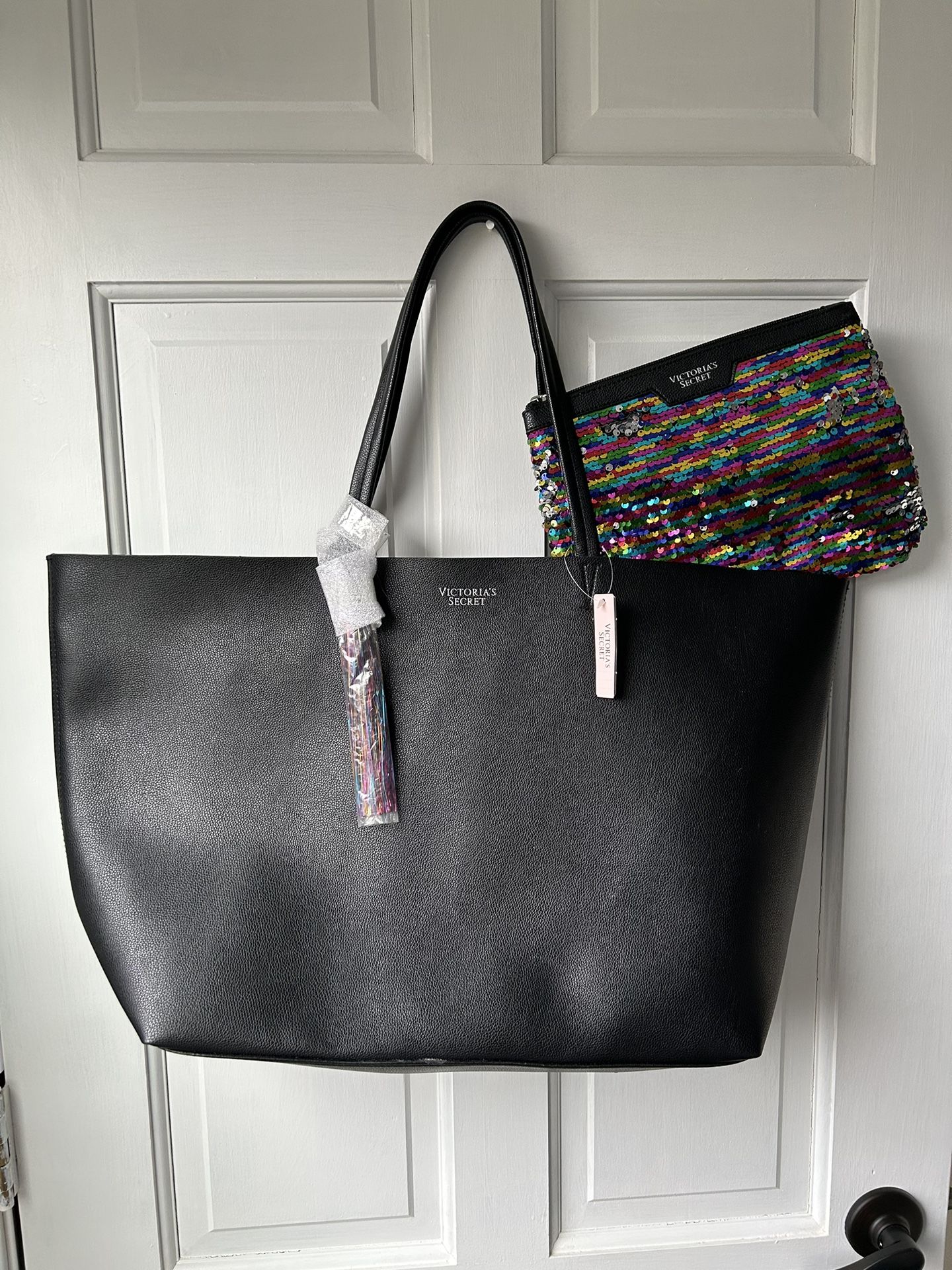 NWT Victoria Secret Tote Bag And Sequin Zipper Bag 