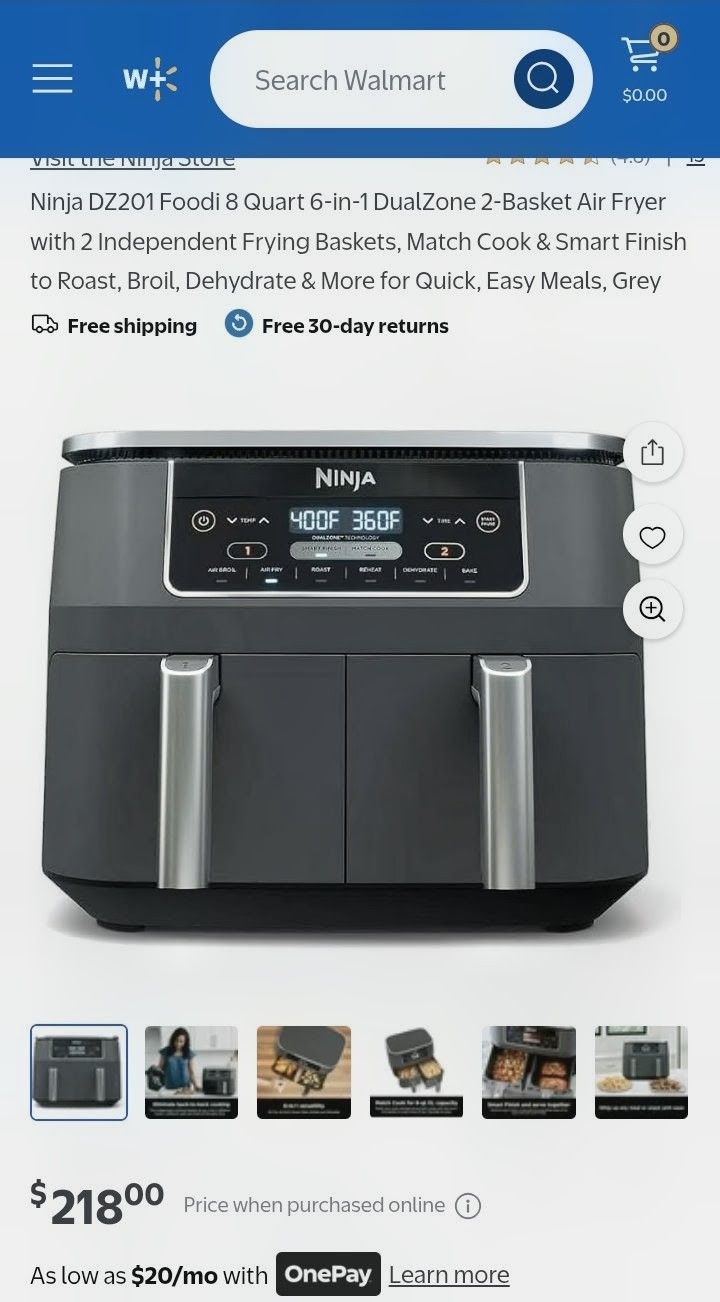 Ninja 8wt Dual Air Fryer/Dehydrator. Excellent Condition 9+.