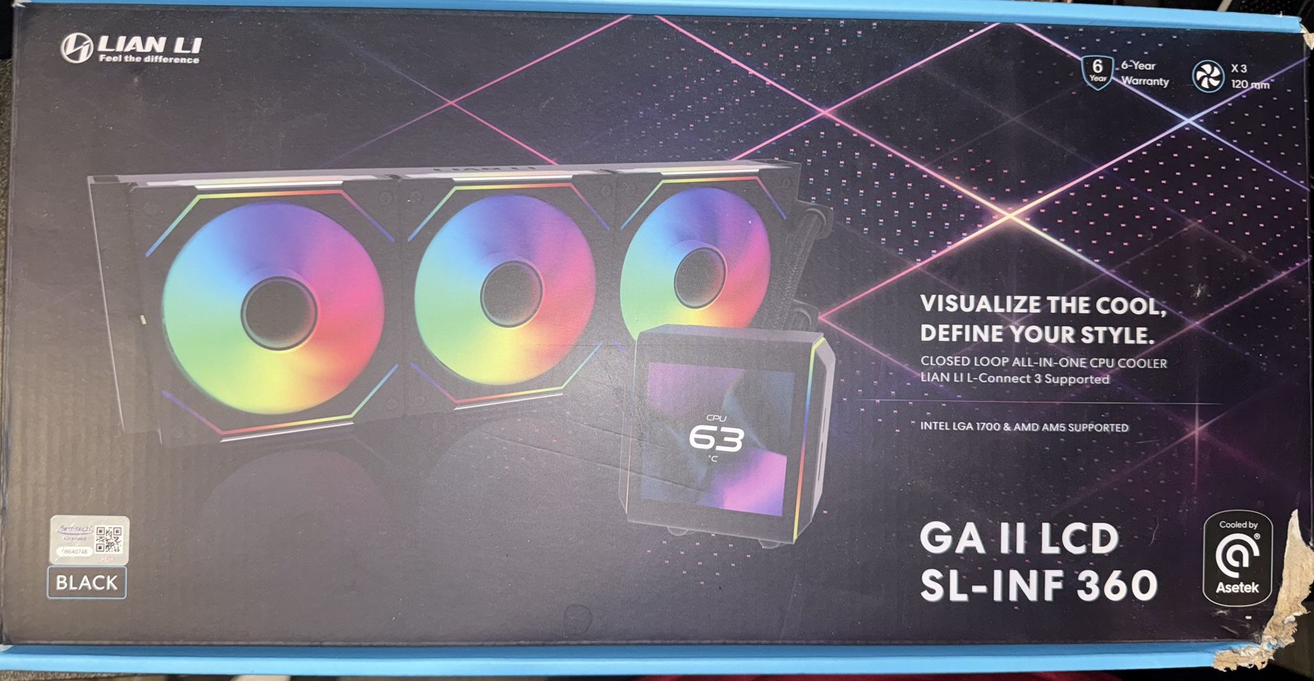 Lian-Li Galahad II LCD CPU Liquid Cooler - 360mm, SL-Infinity Fan