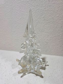 Vintage Clear Art Glass Christmas Tree Sculpture Figurine Murano ? Italian 8”