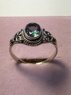 925 Sterling Silver Mystic Topaz Ring Size 10