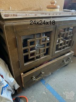 Vintage wooden maple storage cabinet