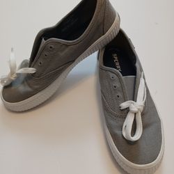 Canvas Grey Sperry Shoes Size 6.5