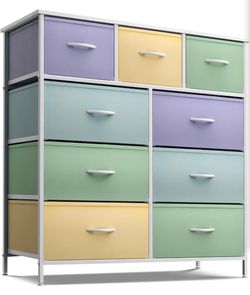 10-Drawer Fabric Dresser with Steel Frame