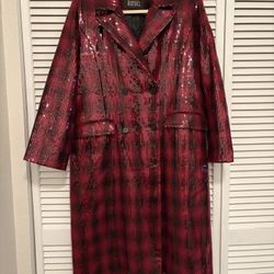 Badgley Mischka Vienna Sequined Plaid Wool Coat In