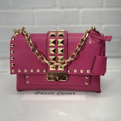 Michael Kors Cece Medium Studded Faux Leather Shoulder Bag - French Pink
