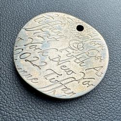 Jewelry 925s Tiffany & Co. Sterling Silver "Fifth Ave New York" Cursive Script Circle Pendant