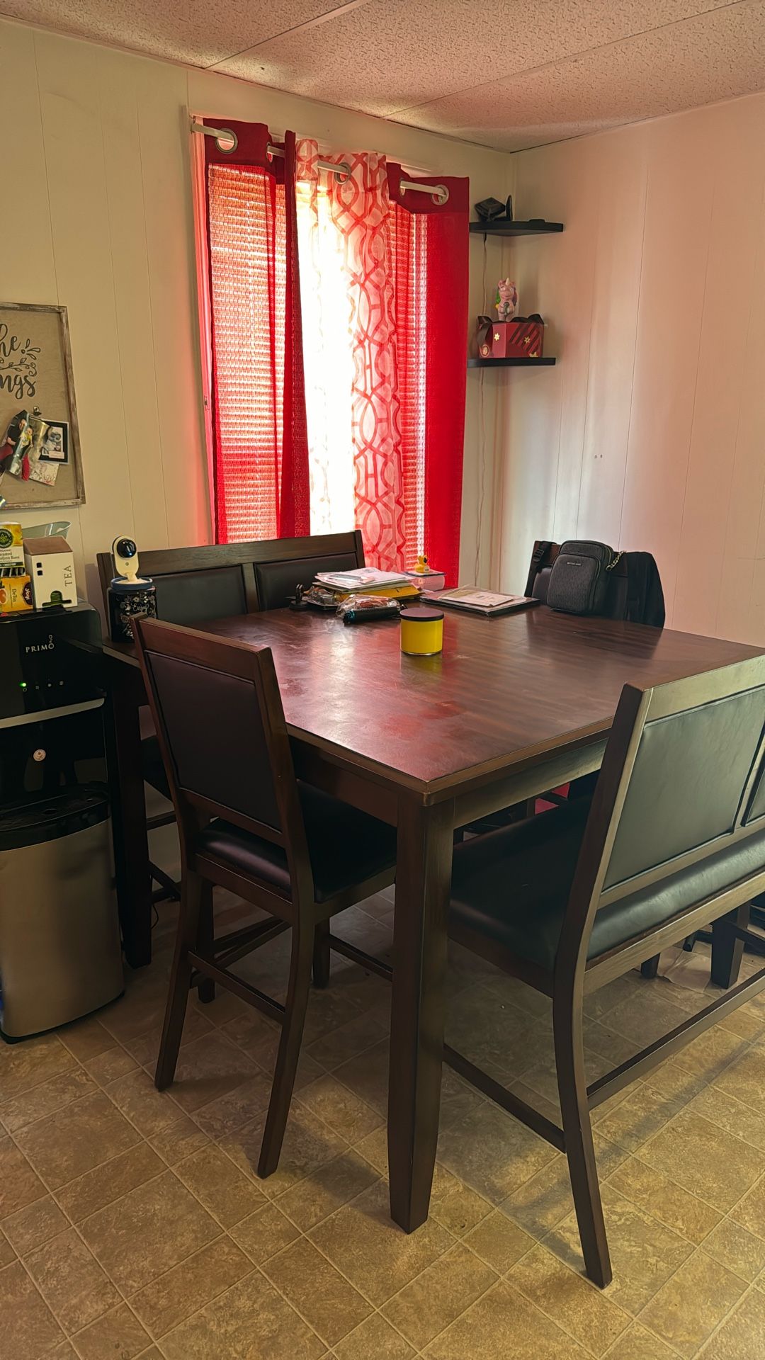 Dark Brown Wooden Table Sits 8