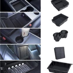 Center Console Organizer Tray 5PCS for Tesla Model Y Accessories 2024-2020(Not Fit 2024 2025 Model Y Juniper) Armrest Storage Tray, Hidden Storage Box